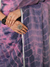 Bhagalpur Handloom Pure Linen Cotton Hand Dyed Shibori Pattern Saree-Purple & Pink