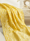 Banarasee Pure Organza Silk Saree With Resham Embroidery-Light Yellow