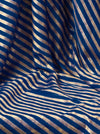 Banarasee Pure Tissue Silk Saree With Stripe Pattern & Scallop Border-Navy Blue