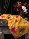 Banarasee Pure Organza Tissue Saree With Digital Printed Floral Design-Yellow