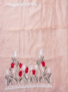 Banarasee Pure Tissue Silk Saree With Stripe Pattern & Resham Embroidered Border-Light Pink
