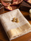 Banarasee Pure Tissue Check Saree With Resham Embroidered Buta-Gold