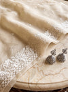 Banarasee Pure Organza Silk Saree With Resham Embroidery-Cream