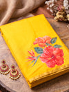 Banarasee Pure Organza Tissue Saree With Digital Printed Floral Design-Yellow