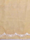 Banarasee Pure Organza Silk Saree With Floral Resham Embroidery-Cream
