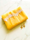 Banarasee Pure Organza Silk Saree With Floral Resham Embroidery-Yellow
