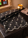 Banarasee Pure Organza Silk Saree With Buti Design & Scallop Border-Black