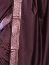 Banarasee Handloom Semi Silk Plain Saree With Floral Zari Border-Deep Burgundy