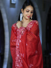 Banarasee Resham Embroidered Chanderi Salwar Kameez With Cutwork Dupatta Set-Red