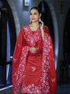 Banarasee Resham Embroidered Chanderi Salwar Kameez With Cutwork Dupatta Set-Red
