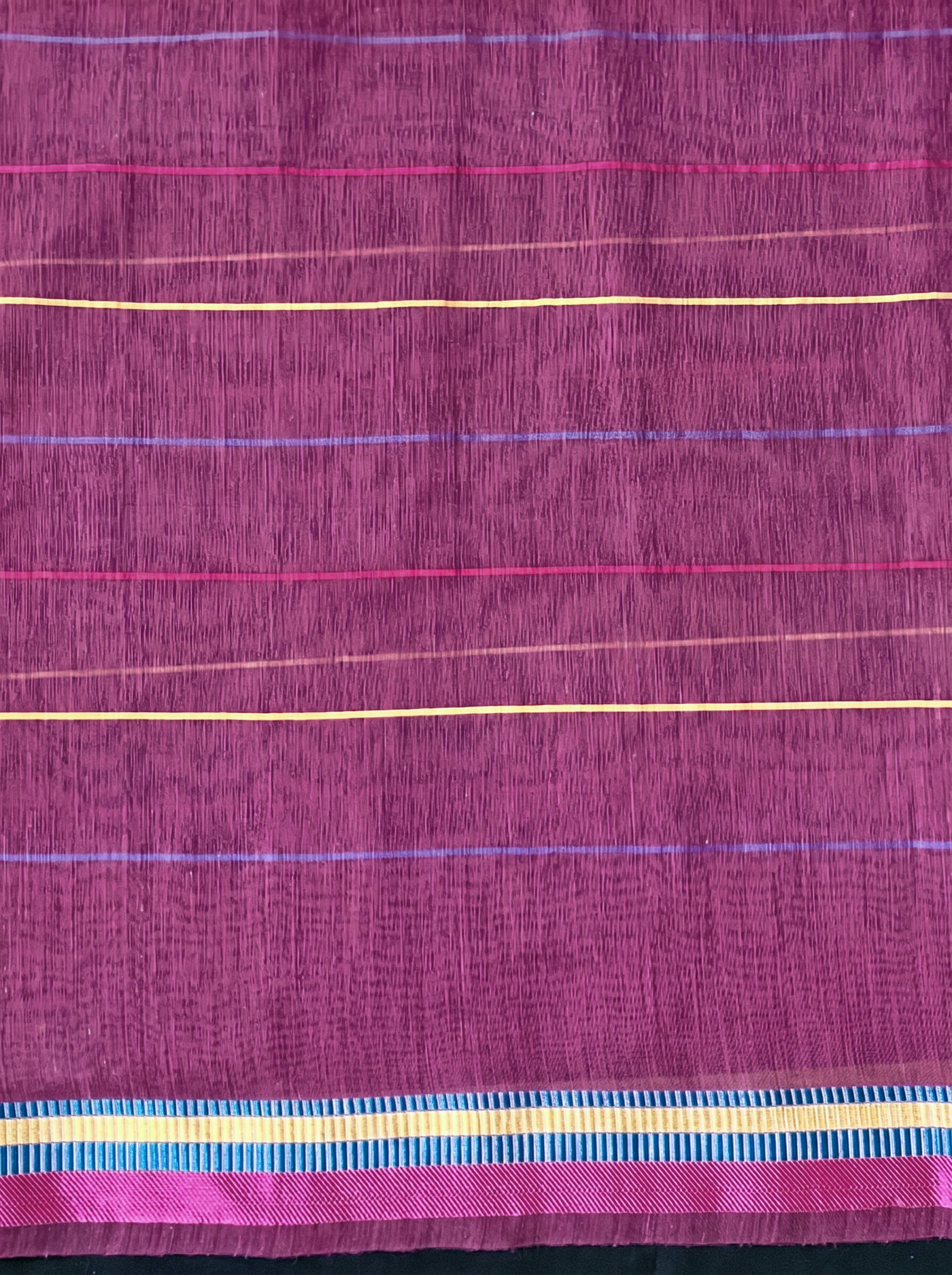 Banarasee Handloom Cotton Silk Saree With Checks Pattern & Border-Deep Magenta