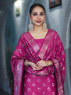 Banarasee Zari Embroidered Chanderi Silk Salwar Kameez With Dupatta Set-Pink