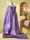 Banarasee Faux Georgette Zari Work Salwar Kameez Fabric With Dupatta Set-Violet