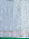 Banarasee Handloom Plain Soft Tissue Shine Saree With Resham Zari Border & Lace-Powder Blue