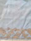Banarasee Dual Color Organza Saree With Zari Jaal Design-Mint Green & Light Yellow