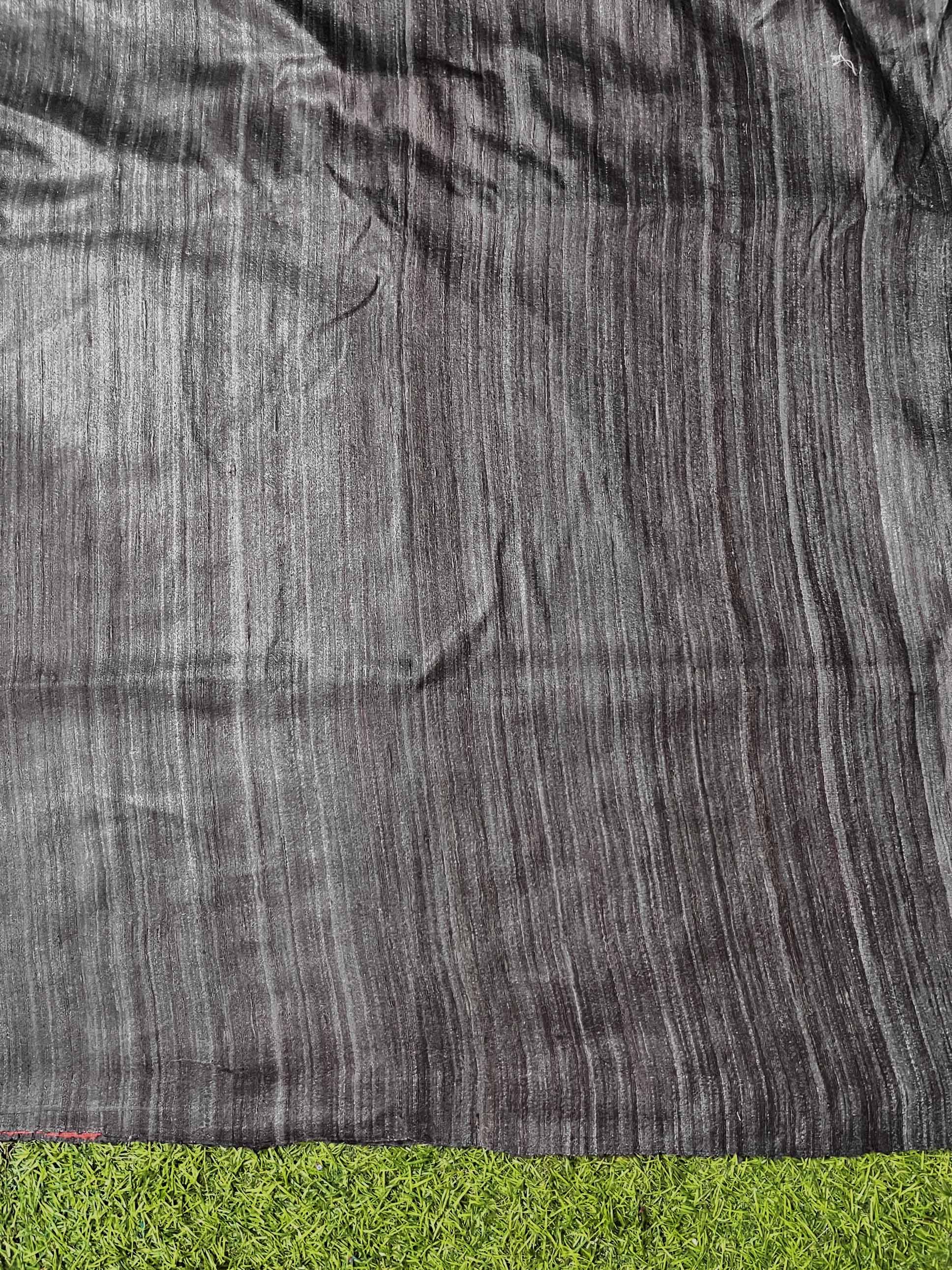 Bhagalpuri Handloom Pure Tussar Silk Saree-Maroon & Black