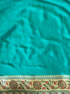 Banarasee Pure Chiffon Saree With Zari Buti Work & Floral Border-Turquoise Blue