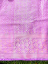 Banarasee Handloom Semi Silk Plain Saree With Zari Buta Design & Border-Onion Pink