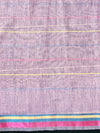 Banarasee Handloom Cotton Silk Saree With Checks Pattern & Border-Lavender