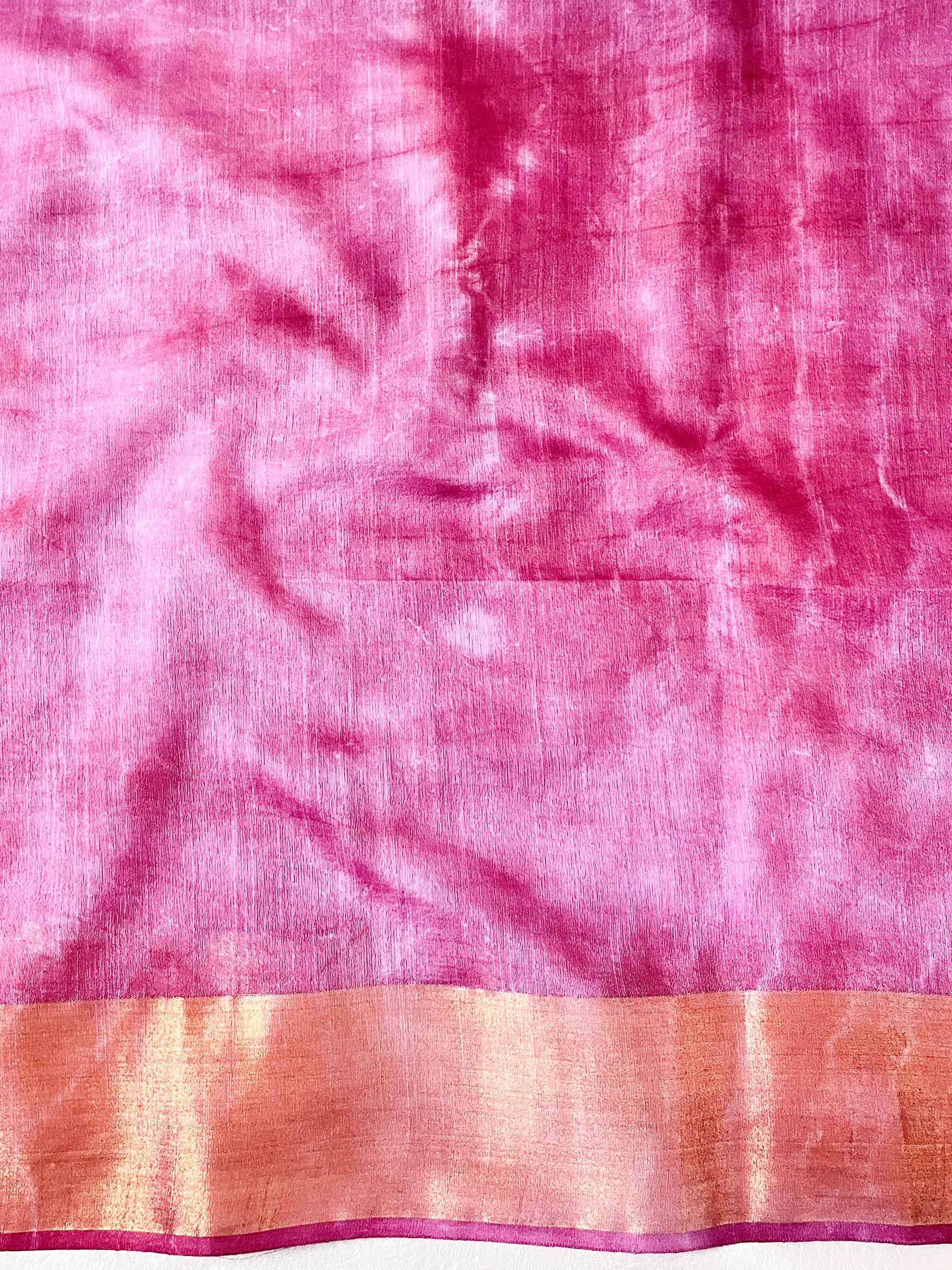 Bhagalpur Cotton Silk Ghichha Work Hand-Dyed Shibori Pattern Saree-Multicolor