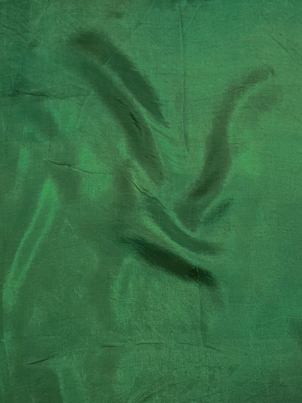 Banarasee Semi Silk Saree With Leheriya Design & Zari Border-Deep Green