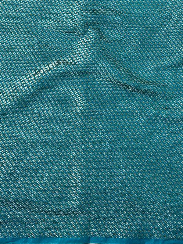 Banarasee Semi Silk Zari Buti Saree With Contrast Border-Pink & Blue