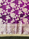 Banarasee Tissue Saree With Hand Embroidered Mirror Work Pearl Motifs & Zari Woven Pallu-Violet