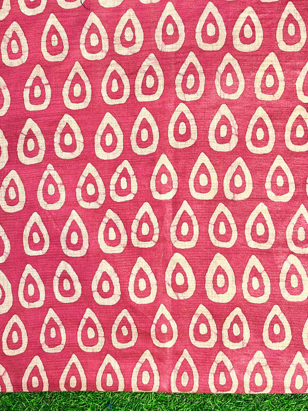 Pure Handloom Khadi Cotton Hand-Dyed Batik Pattern Salwar Kameez Dupatta Set-Blue & Pink