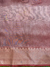Banarasee Handloom Tissue (Saubhagyavati Bhava) Lace Saree With Buti Design Border & Lace-Red