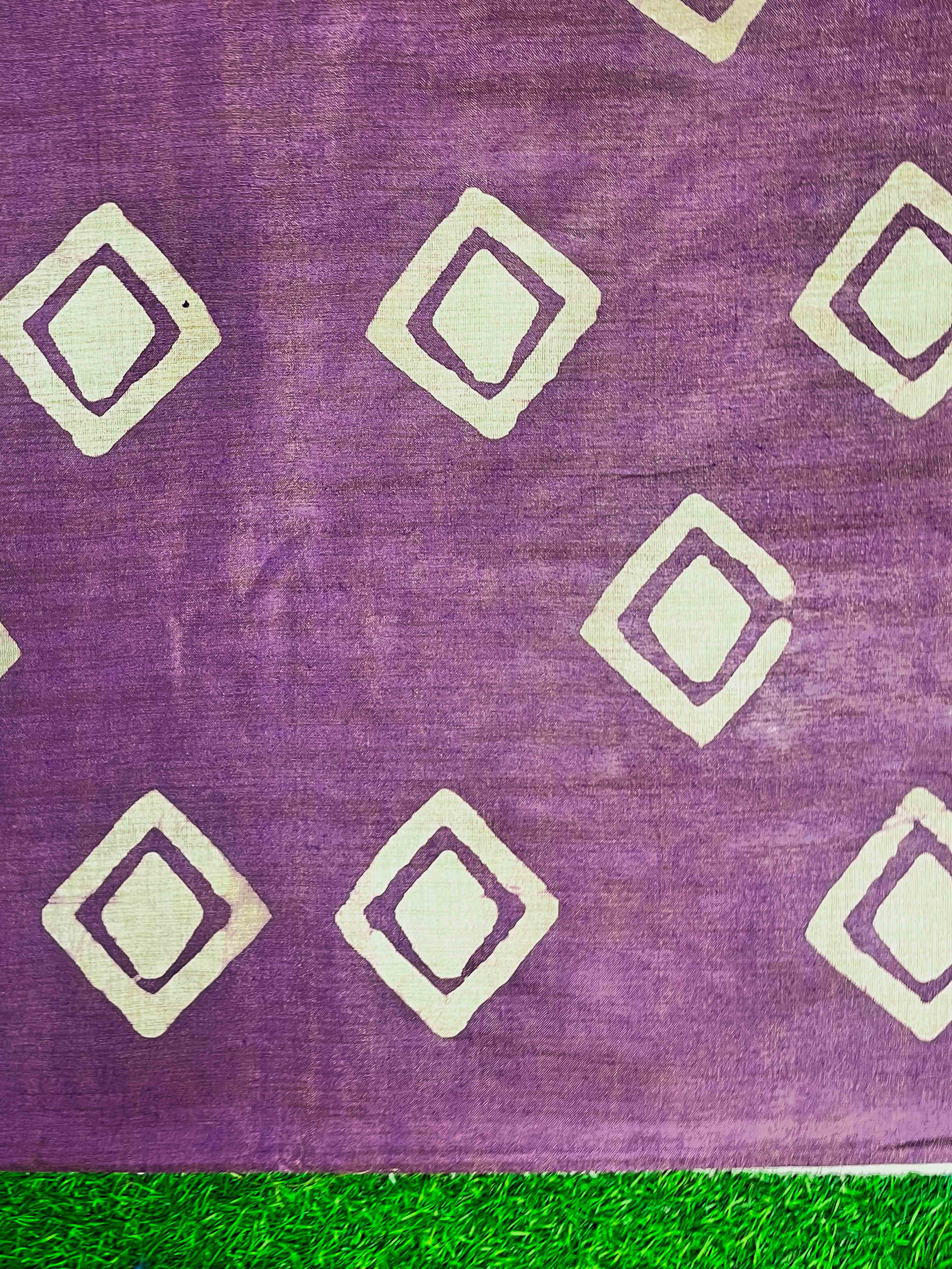 Pure Handloom Khadi Cotton Hand-Dyed Batik Pattern Salwar Kameez Dupatta Set-Violet & Mustard Yellow