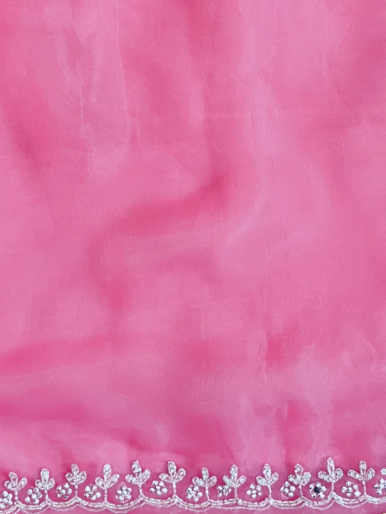 Banarasee Organza Mix Saree With Katdana Handwork-Onion Pink