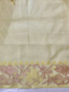Banarasee Dual Color Organza Mix Saree With Resham & Zari Work-White & Light Yellow