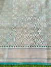 Banarasee Handloom Semi Silk Plain Saree With Zari Woven Design & Floral Border-Moss Green