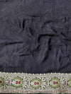 Banarasee Pure Chiffon Saree With Gold Zari & Resham Jaal Work-Black