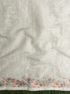 Banarasee Handloom Soft Tissue Shine Saree With Resham Floral Border-Off White