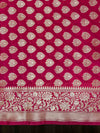 Banarasee Handloom Semi Silk Saree With Sona Rupa Zari Buta Design Floral Border & Lace-Magenta
