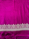 Banarasee Handloom Mashru Silk Saree With Heavy Zari Jaal & Lace Border-Magenta