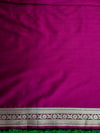 Banarasee Handloom Semi Katan Saree With Gold Zari Woven Design-Magenta