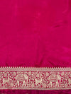 Banarasee Handloom Semi Silk Saree With Zari Buti Design & Zari Border-Magenta