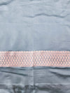 Banarasee Handloom Mashru Silk Saree With Tanchoi Work & Lace Border-Dusty Blue