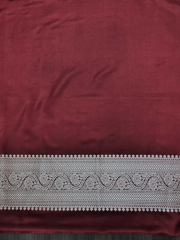 Banarasee Dual Tone Satin Silk Zari Work Salwar Kameez Fabric With Dupatta Set-Deep Maroon