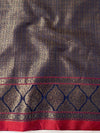 Banarasee Handwoven Pure Silk Cotton Saree With Antique Zari Buti & Border-Blue
