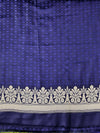 Banarasee Handloom Mashru Silk Saree With Heavy Zari Jaal & Lace Border-Blue
