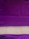 Banarasee Handloom Mashru Silk Saree With Jaal Design & Lace Border-Violet