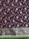 Banarasee Handloom Semi Silk Plain Saree With Zari Border & Lace-Burgundy