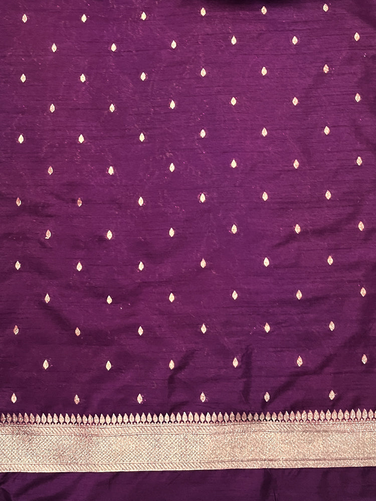 Banarasee Handloom Semi Silk Saree With Sona Rupa Zari Work & Border-Wine