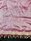 Banarasee Tissue Embroidered Ghungroo Work Saree With Mirror Work & Scallop Lace Border-Pink