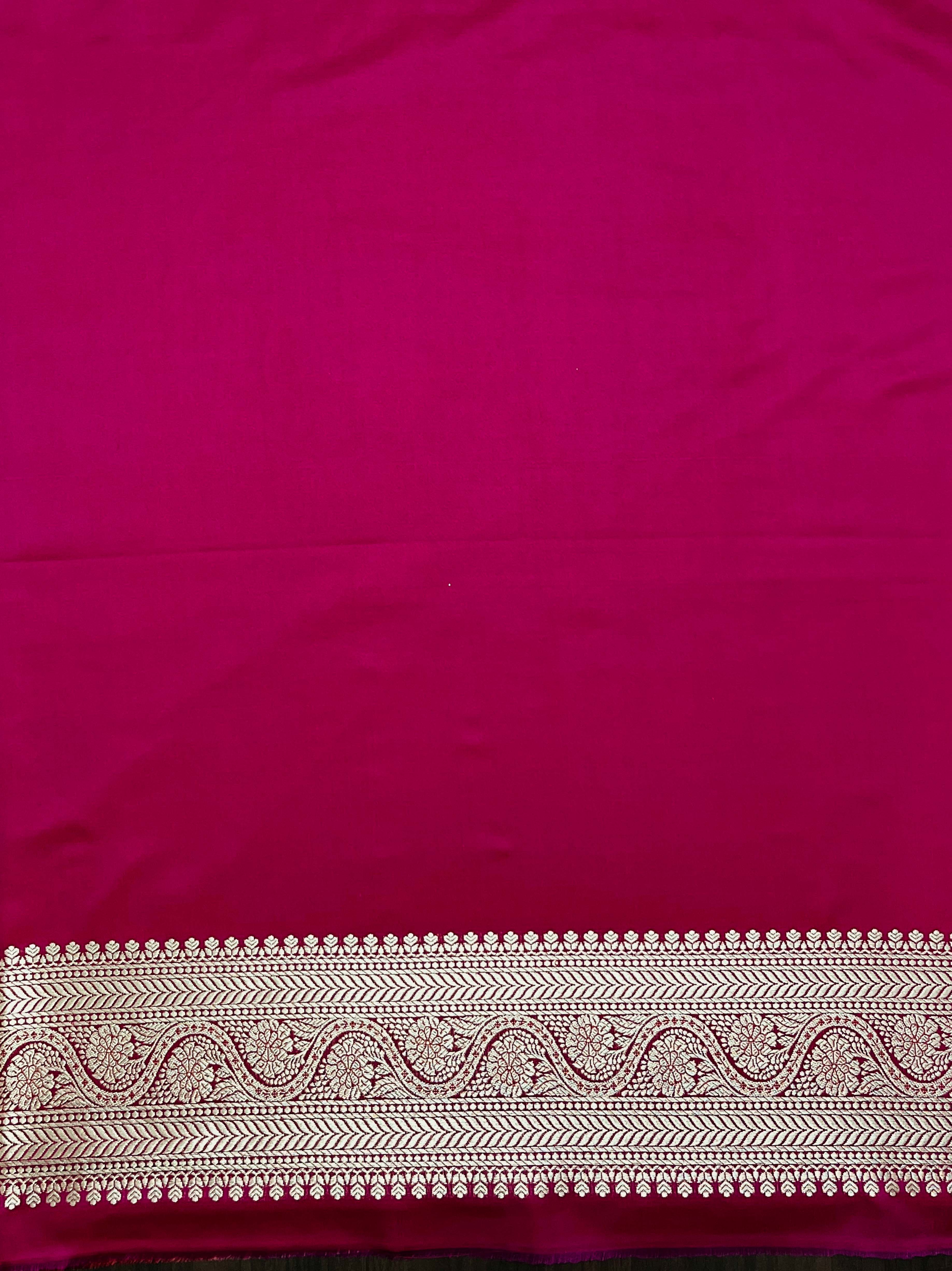 Banarasee Dual Tone Satin Silk Zari Work Salwar Kameez Fabric With Dupatta Set-Magenta