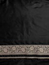 Banarasee Handwoven Semi Katan Saree With Rangkat Design & Gold Zari Work-Black