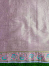 Banarasee Handloom Plain Soft Tissue Shine Saree With Resham Zari Border & Lace-Light Pink